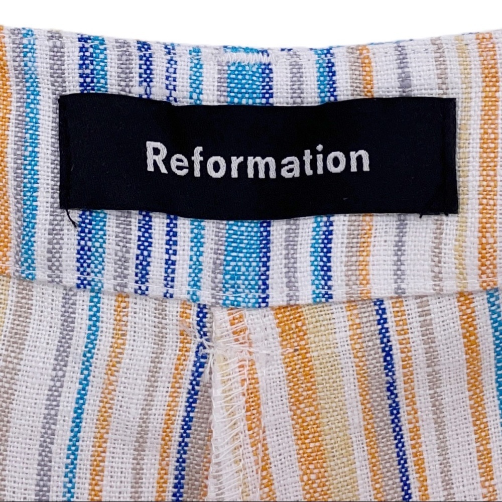 NWT REFORMATION Striped Wide Leg Linen Pants Sz 12 - Picture 5 of 8